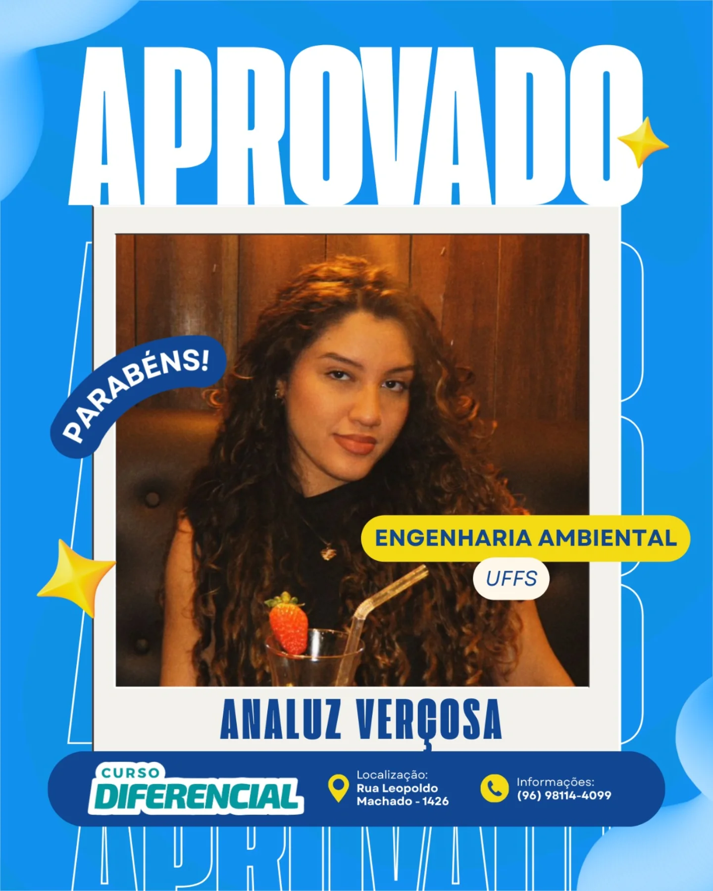 Aluno aprovado do Curso Diferencial
